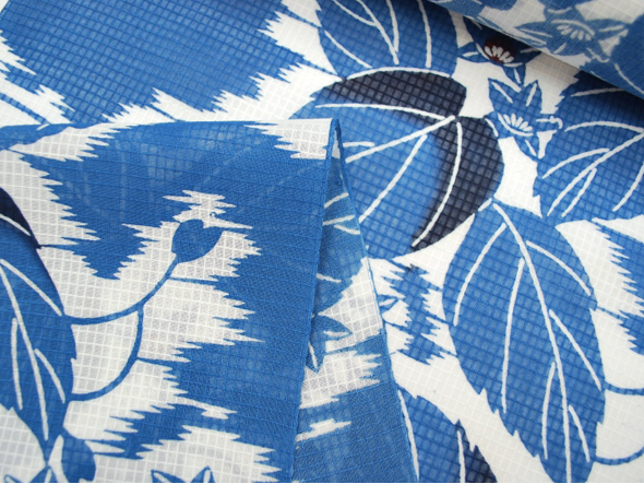 竺仙 綿紅梅浴衣(桔梗に霞・青蘭色) | 商品紹介 | 染と織たかはし